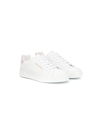 Dolce & Gabbana Kids' Portofino Sneakers In White