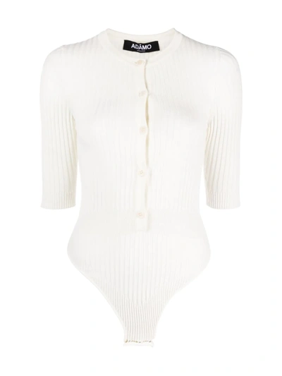Adamo Ribbed Short-sleeve Knitted Body In White
