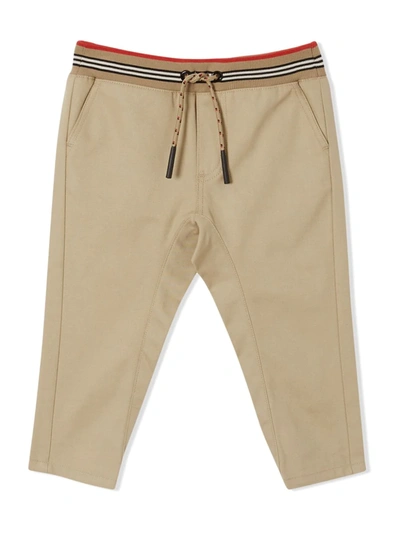 Burberry Babies' Drawstring Trousers In Neutrals