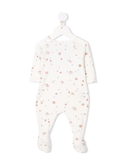 Bonpoint Babies' Planet-print Cotton Pyjamams In White