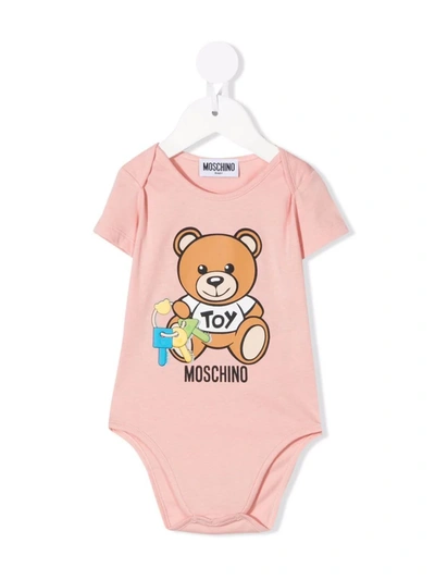 Moschino Babies' Teddy Bear Key Logo Body In Pink