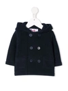 Il Gufo Double-breasted Hooded Coat In Blue