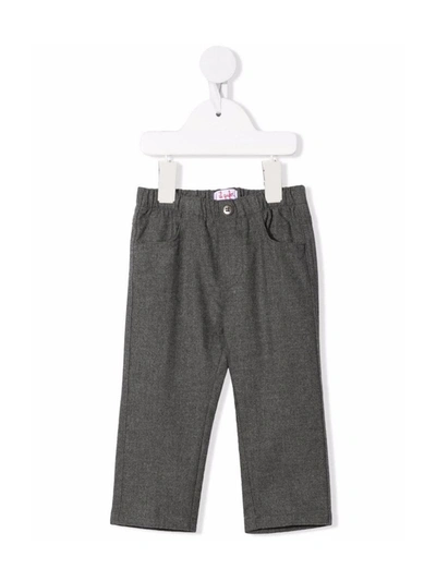 Il Gufo Babies' Elasticated-waist Straight-leg Trousers In Grey