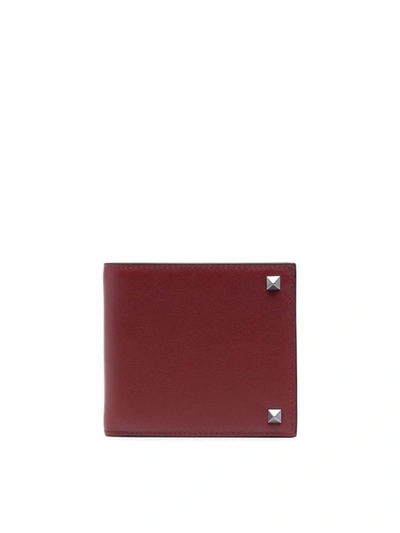 Valentino Garavani Rockstud-embellished Leather Wallet In Red