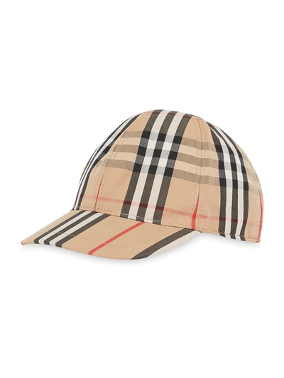 Burberry Kids' Plaid Print Baseball Cap In Neutrals
