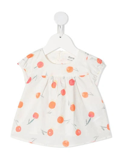 Bonpoint Babies' Cherry Print Cotton Blouse In Neutrals