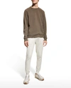 Vince Men's Crewneck Garment Dyed Cotton Sweatshirt In Washed Buckeye Ol