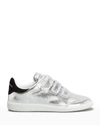 Isabel Marant Beth Metallic Snake-print Low-top Fashion Sneakers In 08si Silver