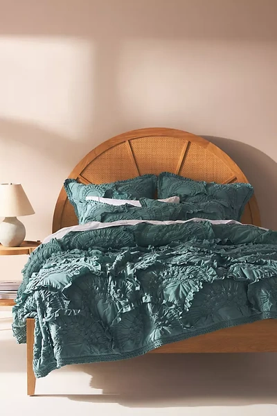Anthropologie Rivulets Quilt By  In Green Size Q Top/bed