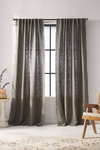 Anthropologie Luxe Linen Blend Curtain By  In Green Size 50x84