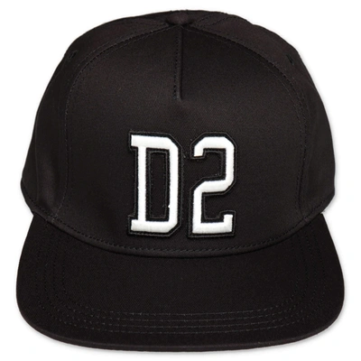Dsquared2 Kids' Embroidered Logo Gabardine Baseball Hat In Black