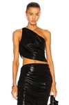 Norma Kamali Diana One-shoulder Ruched Crop Top In Black