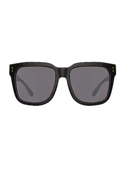 Linda Farrow Freya Sunglasses In Black  Yellow Gold & Grey