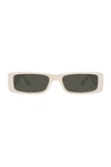 Linda Farrow Dania Narrow Rectangular Sunglasses Cream White In Cream & Black