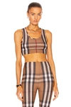 Burberry Vintage Check Crop Top In Birch Brown Ip Check