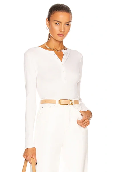 Nili Lotan Jordan Ribbed Cotton-jersey Henley Top In White