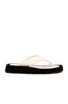 The Row Ginza Two-tone Leather And Suede Platform Flip Flops In Natural & Black