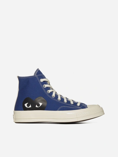 Comme Des Garçons Play Blue Converse Edition Half Heart Chuck 70 High Sneakers
