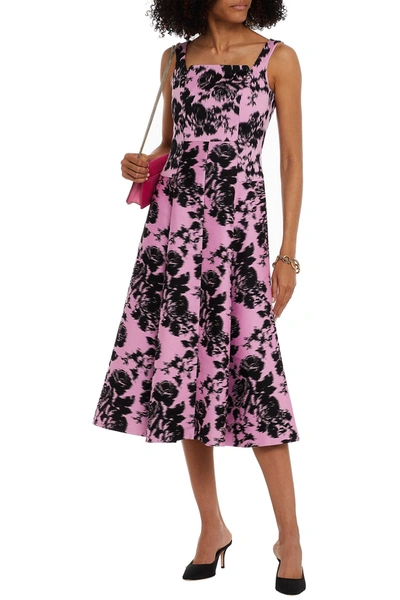 Erdem Polly Cotton And Silk-blend Jacquard Midi Dress In Pink