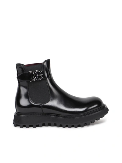 Dolce & Gabbana Brushed Calfskin Beatles Boots In Black