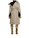 Balenciaga Asymmetric Cotton-gabardine Trench Coat In Nude & Neutrals