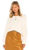 Free People Dream Cable Crewneck Sweater In Cream
