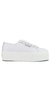 Superga 40mm Carodaur Platform Leather Sneakers In White