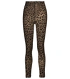 Dolce & Gabbana Diva Metallic Leopard-print High-rise Skinny Jeans In Brown