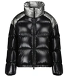 Moncler Cuscute Metallic Collar Down Puffer Jacket In Black
