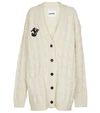 Jil Sander Plus Embroidered Ribbed-knit Wool Cardigan In Neutrals