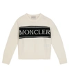 Moncler Kids' Logo Intarsia Virgin Wool Knit Sweater In White