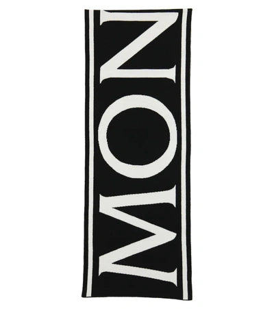 Moncler Kids' Two-tone Intarsia-knit Scarf In Black