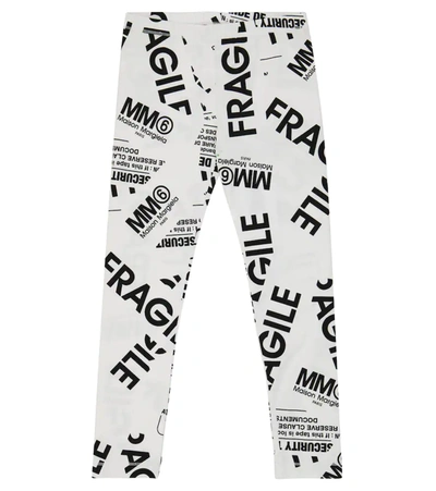 Mm6 Maison Margiela Teen Fragile-print Stretch-cotton Leggings In White