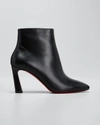 Christian Louboutin So Eleonor Leather Red Sole Booties In Black