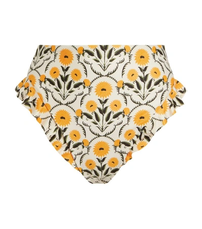 Agua By Agua Bendita Women's Jengibre Ruffled Floral Bikini Bottom In Yellow