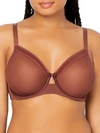 Curvy Couture Full Figure Mesh Underwire Bra In Chocolate