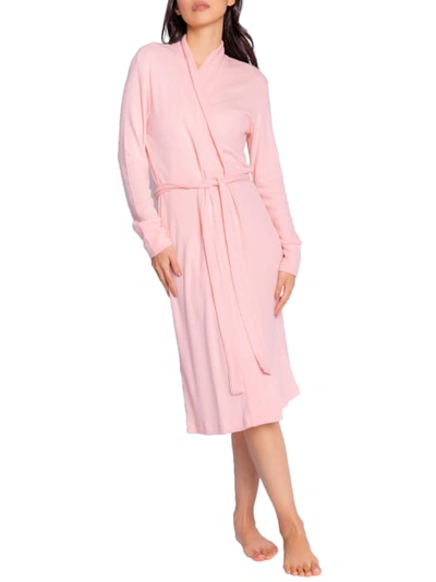 Pj Salvage Textured Essentials Ribbed Knit Robe In Dusty Rose