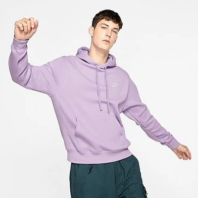 Nike Sportswear Club Fleece Embroidered Hoodie In Violet Star/violet Star/white