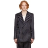 ENFANTS RICHES DEPRIMES NAVY PINSTRIPE PEAK LAPEL BLAZER