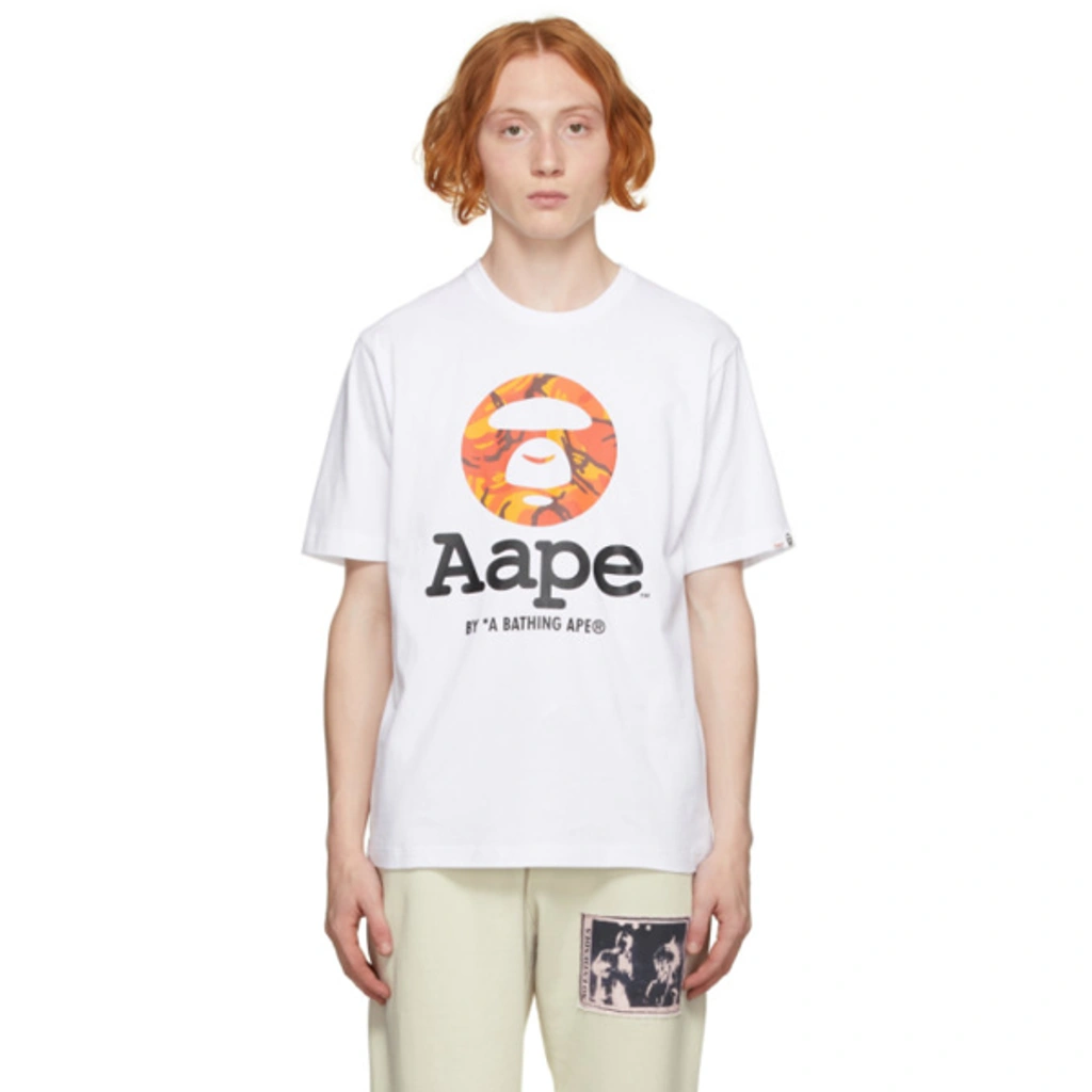 Aape By A Bathing Ape White Camouflage Logo T-shirt In Whx White