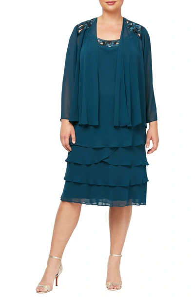 Slny Layered Sequin Dress & Jacket In Mdt