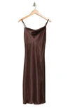 Bebe Solid Satin Dress In Chocolate