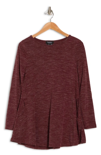 Papillon Knit Elbow Patch Tunic In Burgundy