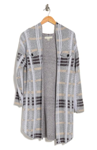 BY DESIGN PLAID HOODED SWEATER JACKET 