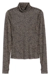 Afrm Zadie Semi Sheer Turtleneck In Vintage Leopard