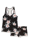 Honeydew Intimates Short Pajamas In Black Floral