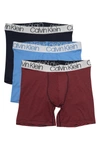 Calvin Klein 3-pack Performance Boxer Briefs In Poppy Red/silver Lake Blue