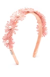 EUGENIA KIM AZALEA CORAL STRAW PALM FLOWER HEADBAND