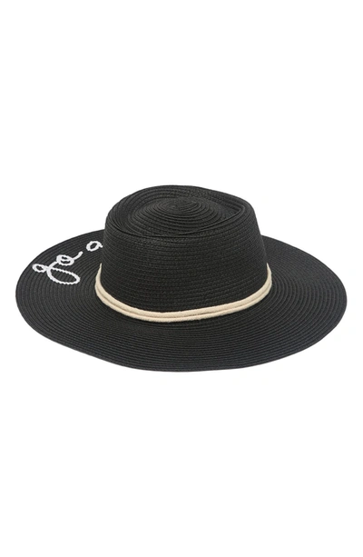 Do Everything In Love Go Away Straw Sun Hat In Black