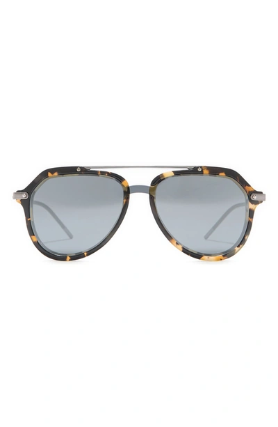 Dolce & Gabbana 56mm Pilot Sunglasses In Blue / Mirror Black
